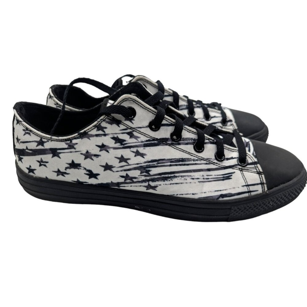 RAAD Shop Unisex Rock And Roll Black and White Stars and Stripes Low Top 12M
